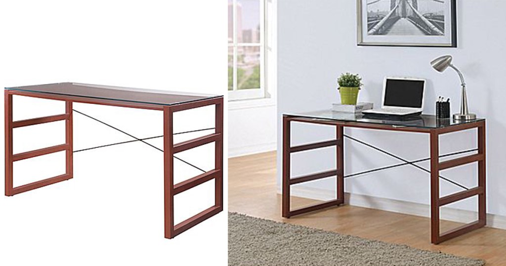 Staples Glass Top Desk W Display Compartment Only 69 68 Shipped
