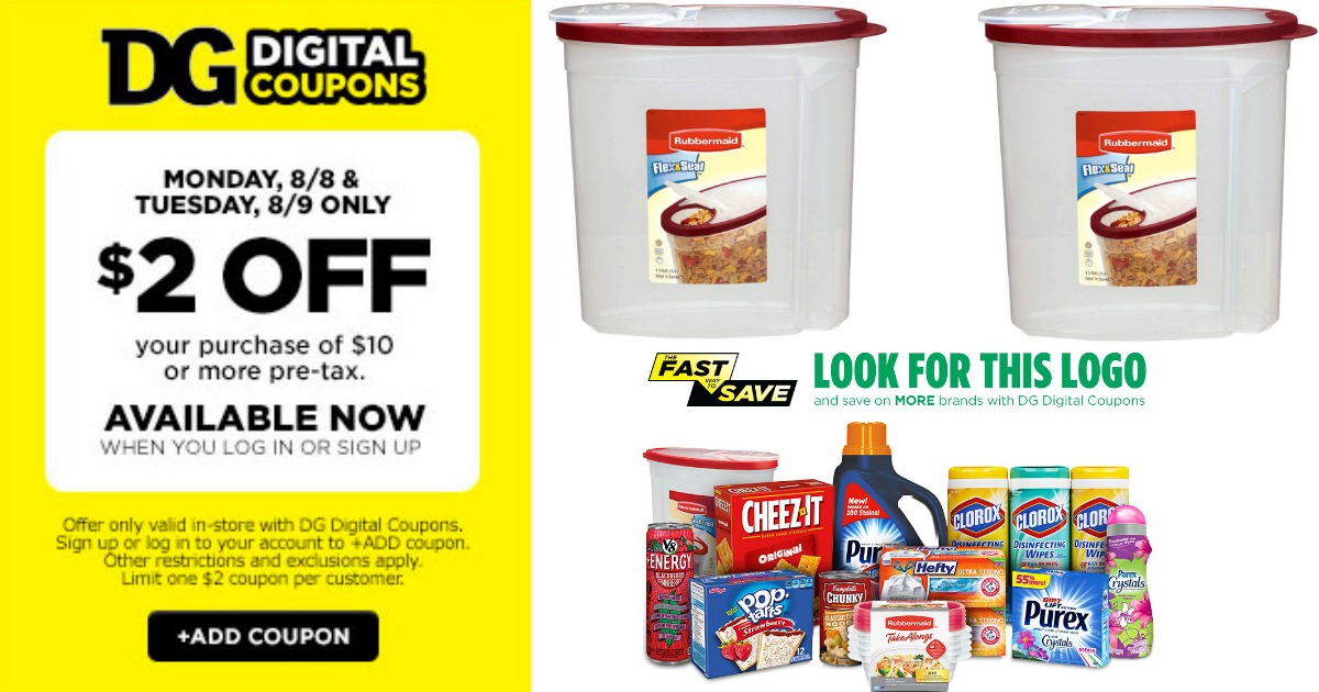 Dollar General 2 Off 10 Purchase eCoupon (+ BOGO Rubbermaid Cereal Containers)