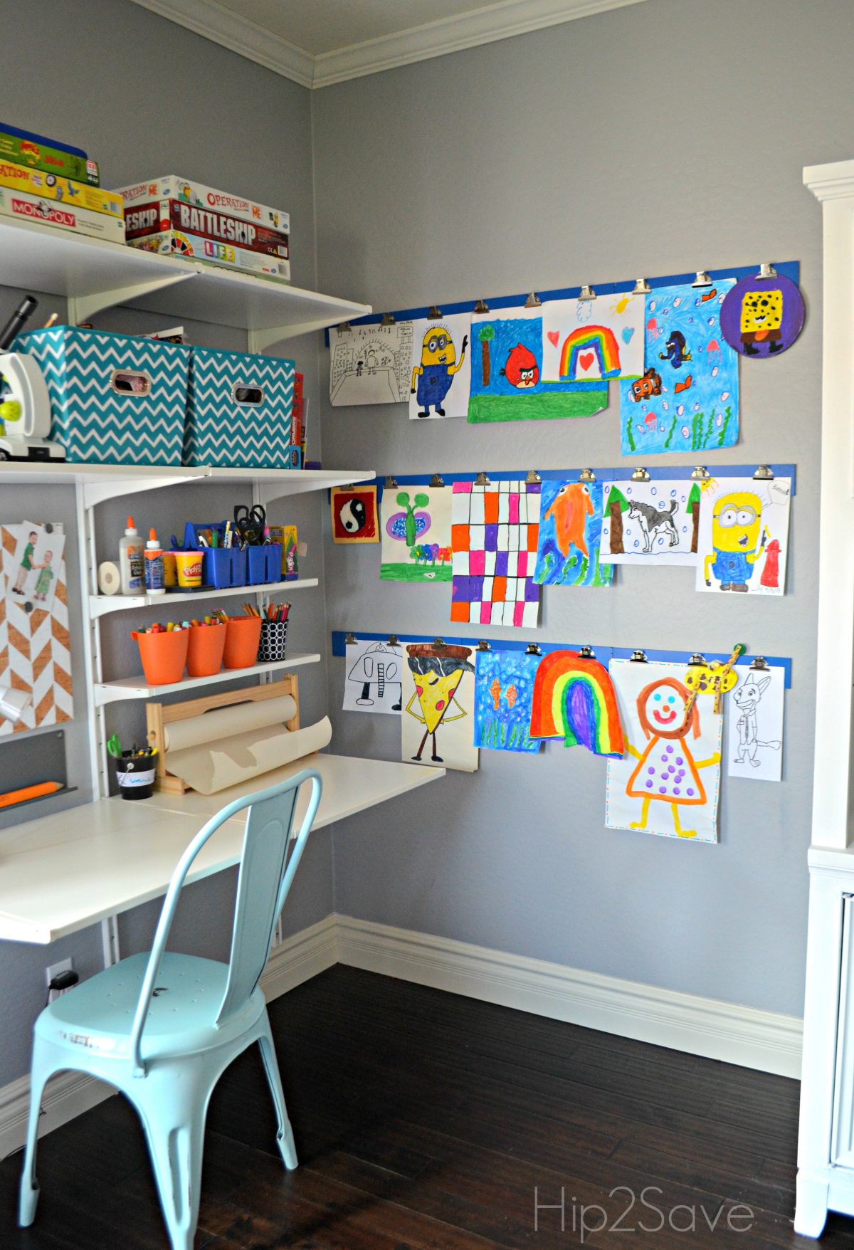 DIY Kid's Artwork Display Wall