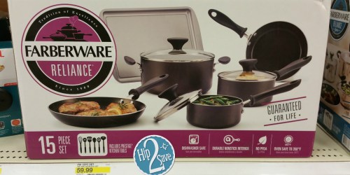 Target Cartwheel: 30% Off Farberware Cookware = 15-Piece Farberware Reliance Set Just $41.99