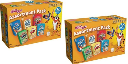 Amazon: Kellogg’s Single-Serve Cereal Assortment Pack 30 Count Only $10.50 Shipped (35¢ Per Box)
