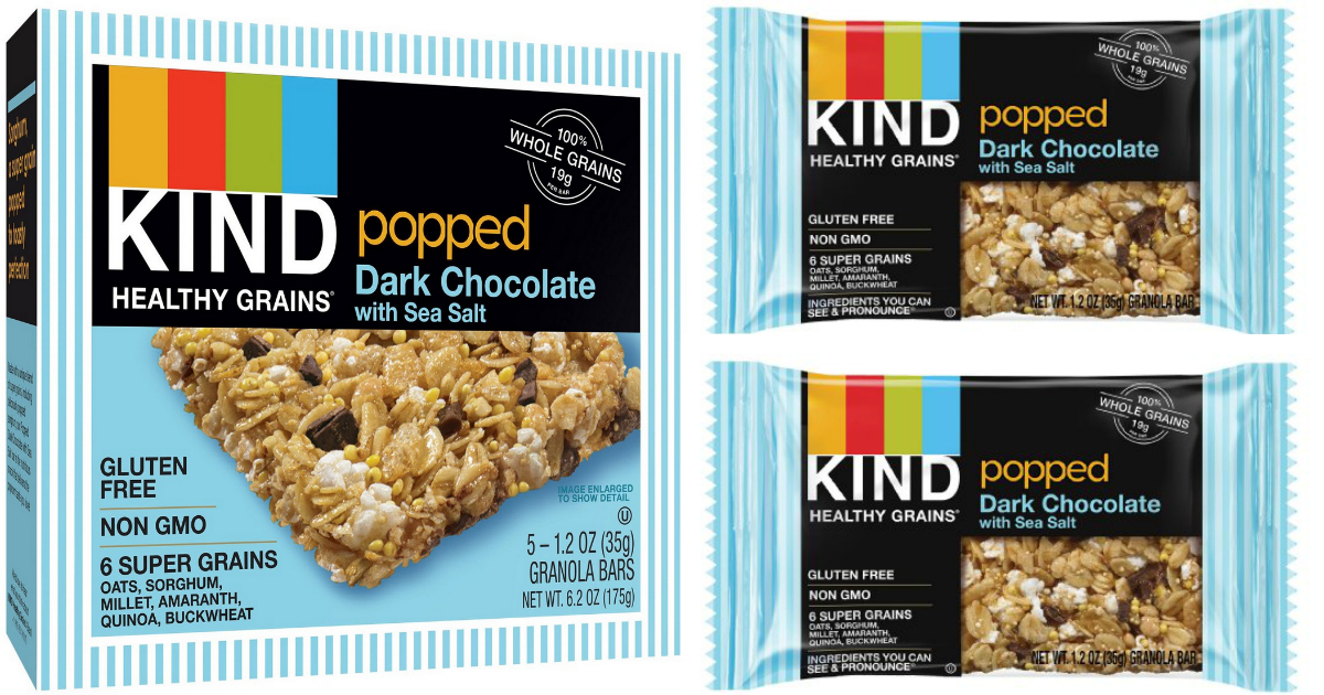 KIND Healthy Grains Popped Dark Chocolate with Sea Salt Granola Bars ...