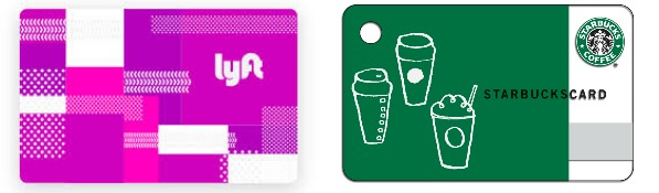Lyft and Starbucks gift cards