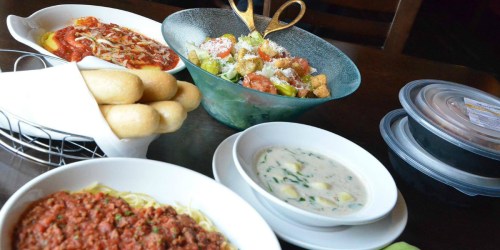 Olive Garden Fans! TWO Pasta Entrees AND Salad or Soup + 2 Breadsticks ONLY $10.39
