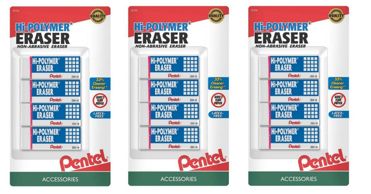 Target Pentel HiPolymer Erasers 4Pack Only 18¢