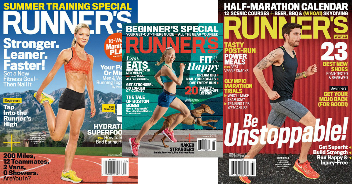 Three runner's world magazines