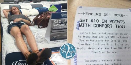 Sears: Earn $10 in Shop Your Way Rewards Points with Mattress Comfort Test + More