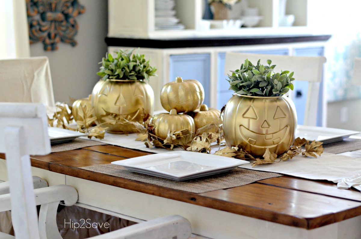 Spray Painted Dollar Store Pumpkins for Fall