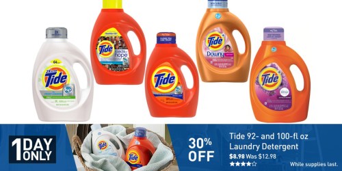 Lowe’s: HUGE 92oz & 100oz Bottles of Tide Laundry Detergent Only $8.98 (Regularly $12.98)