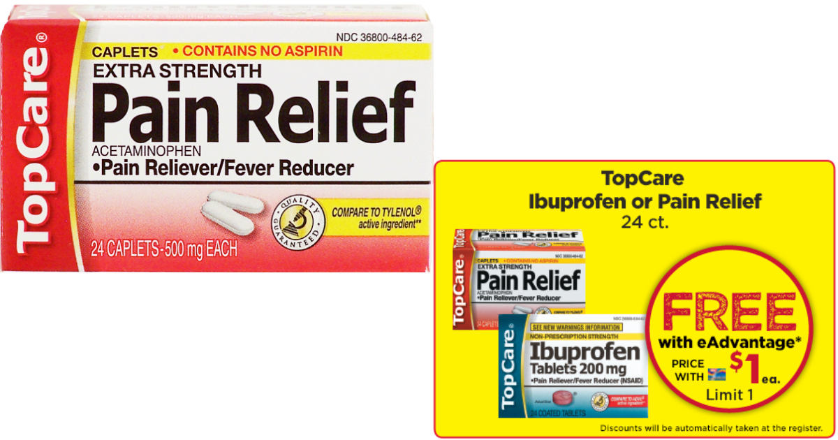 Giant Eagle FREE TopCare Ibuprofen or Extra Strength Pain Relief 24ct