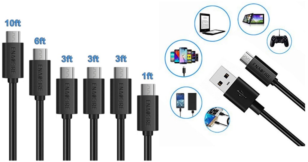 EnacFire 6-Pack Micro USB Cables