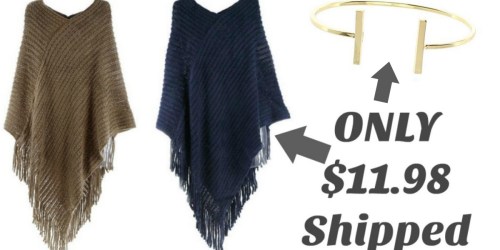 Cents of Style Knitted Poncho AND Bracelet UNDER $12 Shipped + More