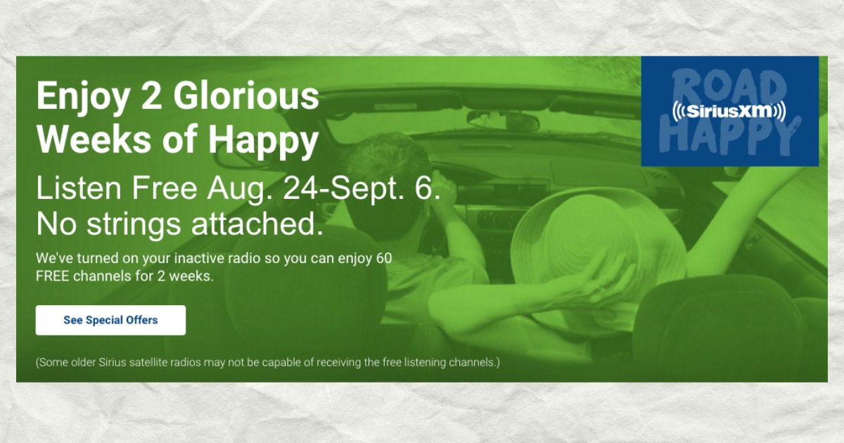 SiriusXM Radio 2 Weeks of FREE Listening Starts Today (60 Free Channels)