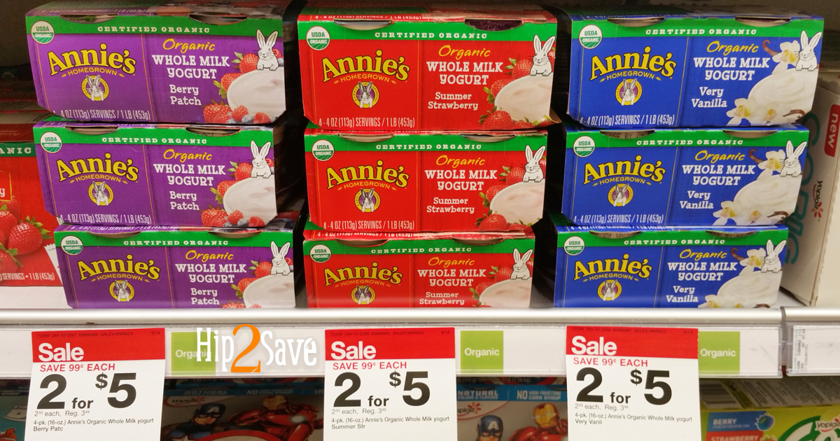 Target Annie's Organic Yogurt Cups 4Count Pack Only 1 (Regularly 3.49)