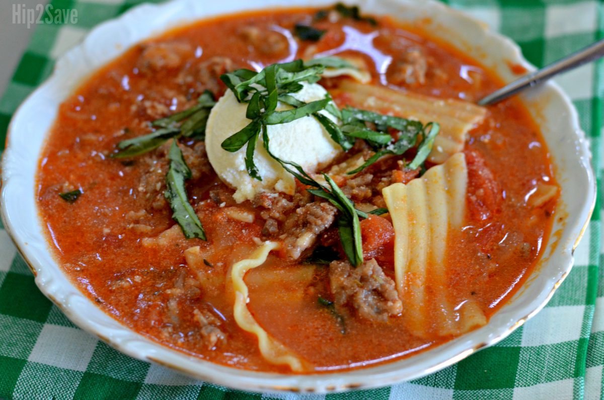 Best Ever Lasagna Soup Recipe You MUST Try Hip2Save   Bowl Of Lasagna Soup E1547482936698 