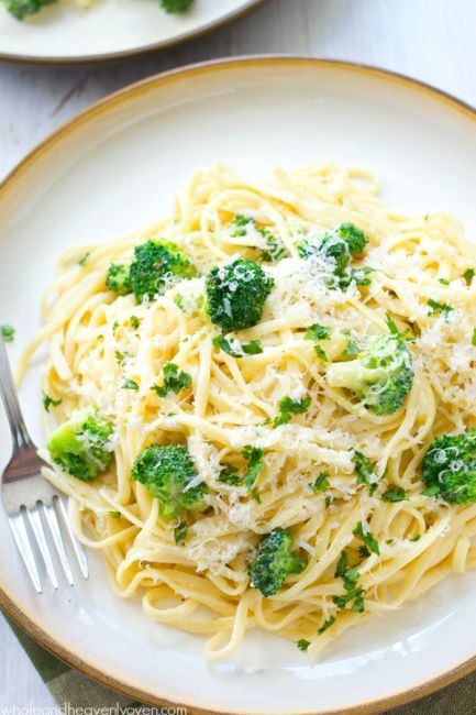 20 minute Broccoli Garlic Fettuccine Alfredo