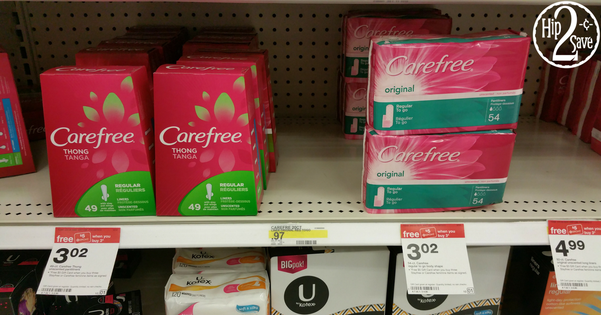 Target Nice Deals On Carefree Liners and Stayfree Pads InStore and