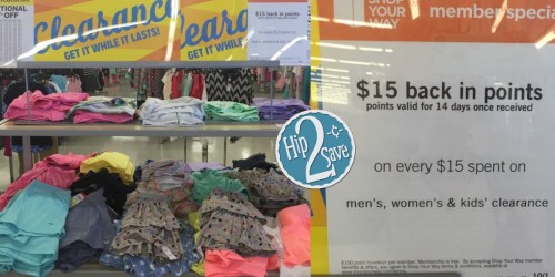 Kmart: $15 Back in Shop Your Way Points on Every $15 Clearance Apparel Purchase (In-Store Only)