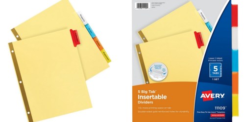 Amazon: Avery Big Tab Dividers 5-Count Only 99¢
