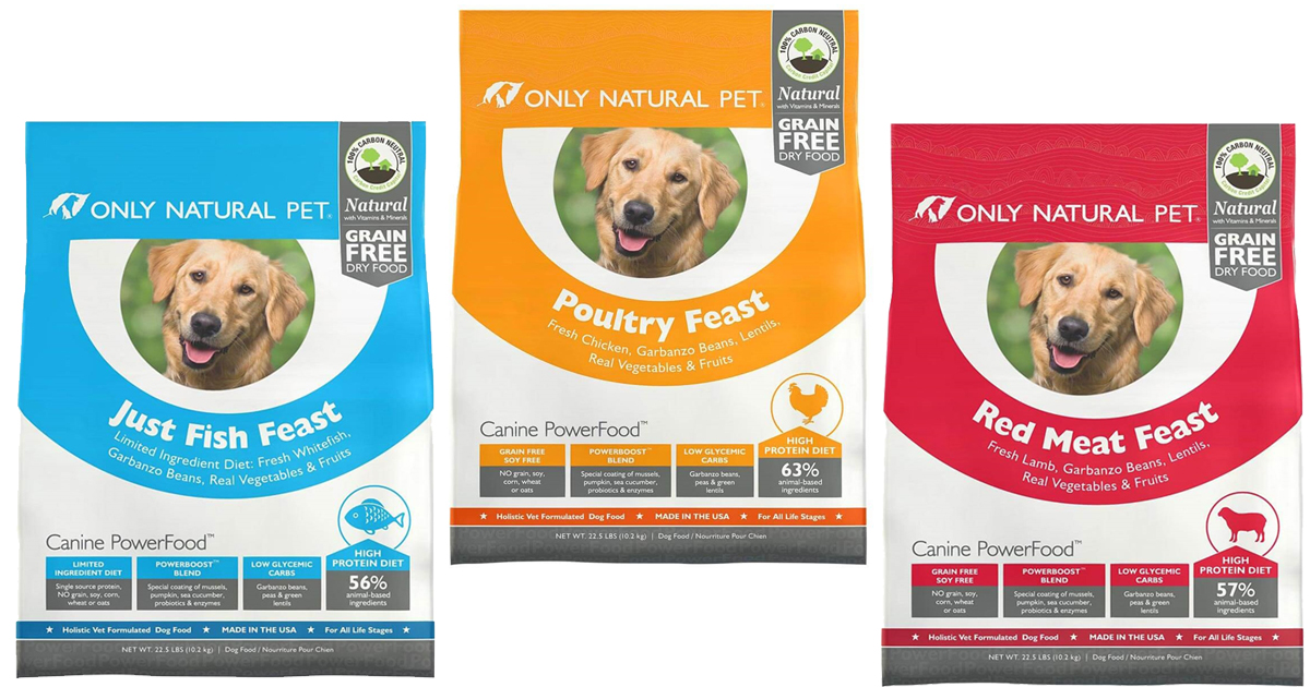 THREE 1-Pound Bags of Only Natural Pet Grain-Free Dog Food ONLY $4