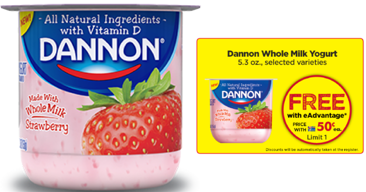Giant Eagle FREE Dannon Whole Milk Yogurt