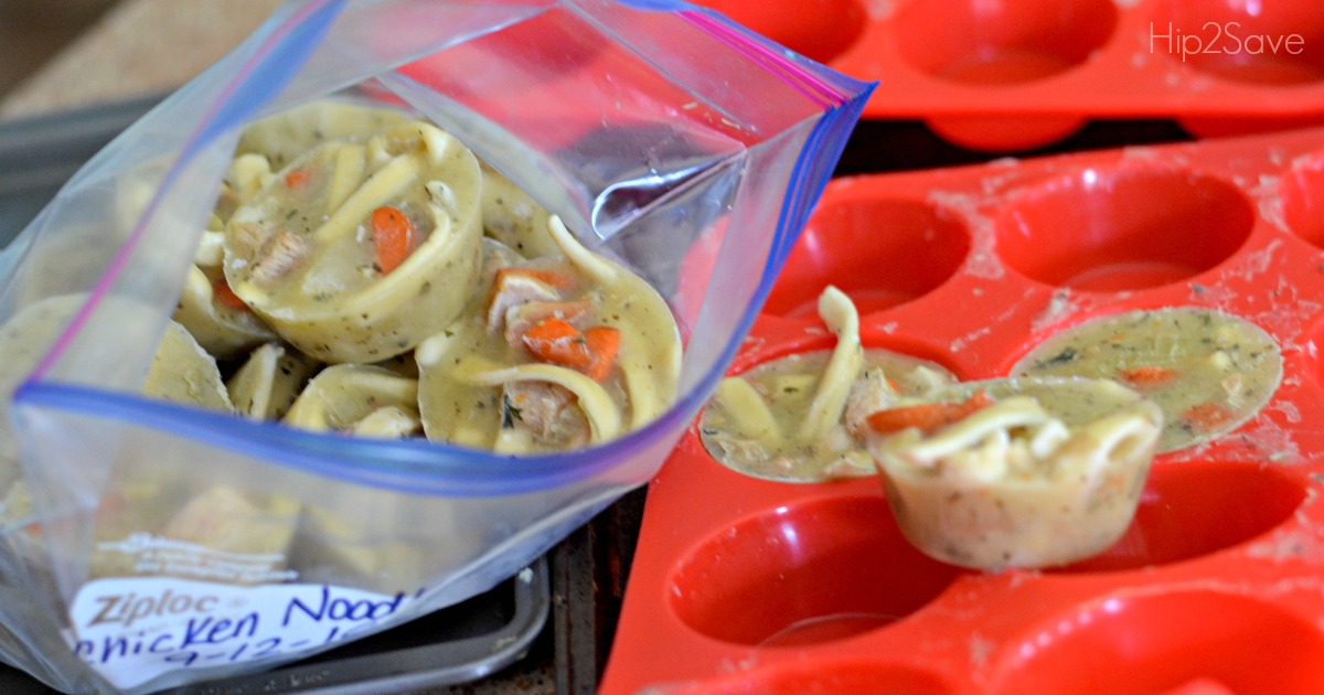 freeze soup with silicone muffin tins