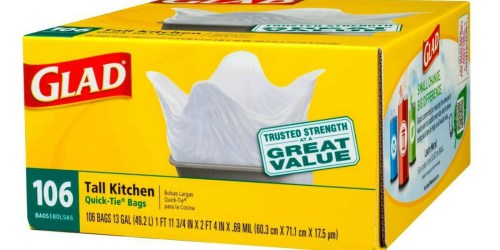 Target.com: Glad Tall Kitchen Trash Bags 106ct Only $5.06 Each Shipped (After Gift Card)