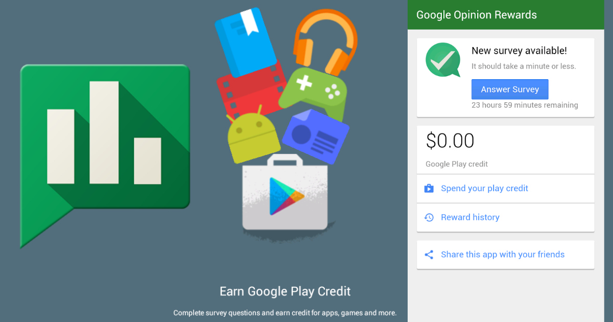 Google Opinion Rewards App: Share Your Opinions = Free Google Play Credits