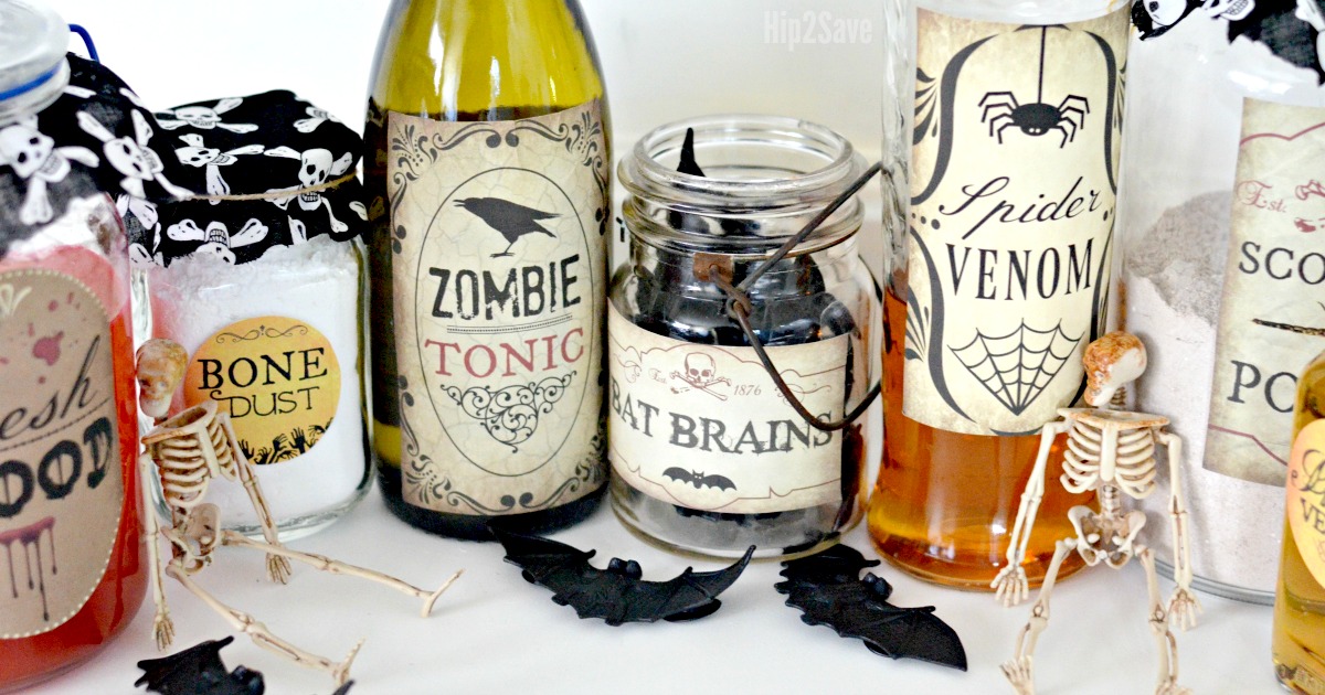 Potion Bottle Labels for Halloween Uncut Label Stickers Set of 8 