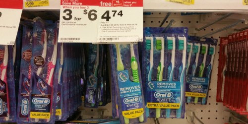 Target: Oral-B 3D Vivid White Toothbrushes 2-Count Just 60¢ Per Pack (After Gift Card)