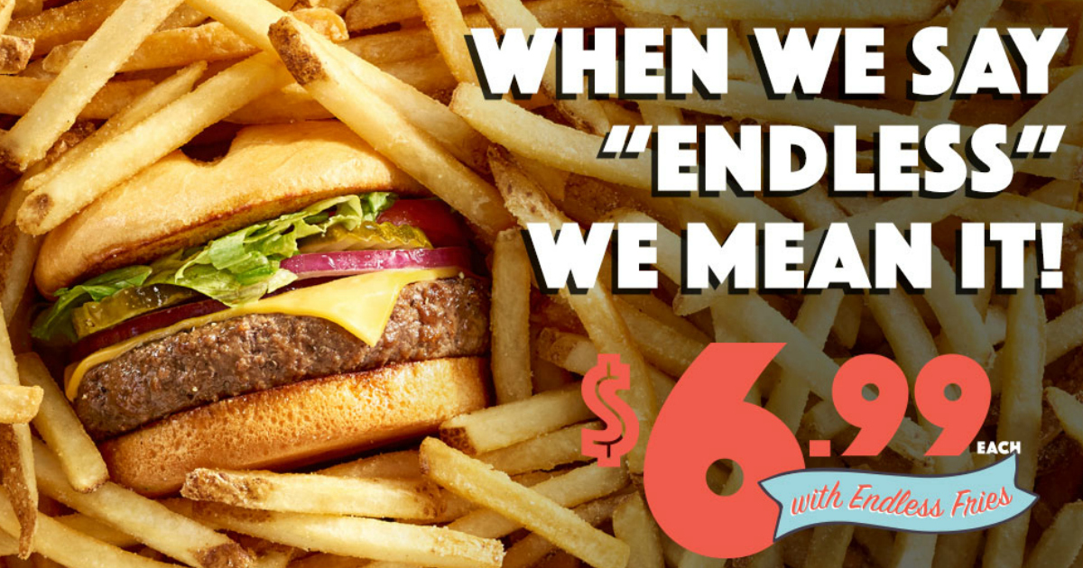 Ruby Tuesday 6 Different Specialty Burgers with Endless Fries Only 6.