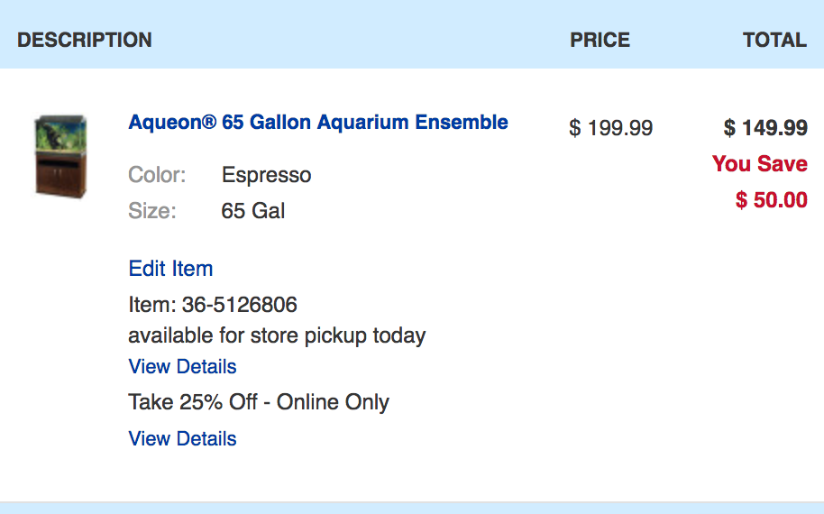 petsmart 65 gallon tank