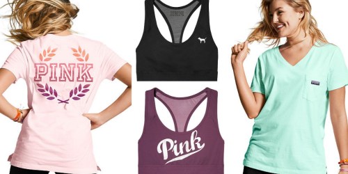 Victoria’s Secret: PINK Campus Tee Shirt & Racerback Sports Bra Only $34.95 Shipped