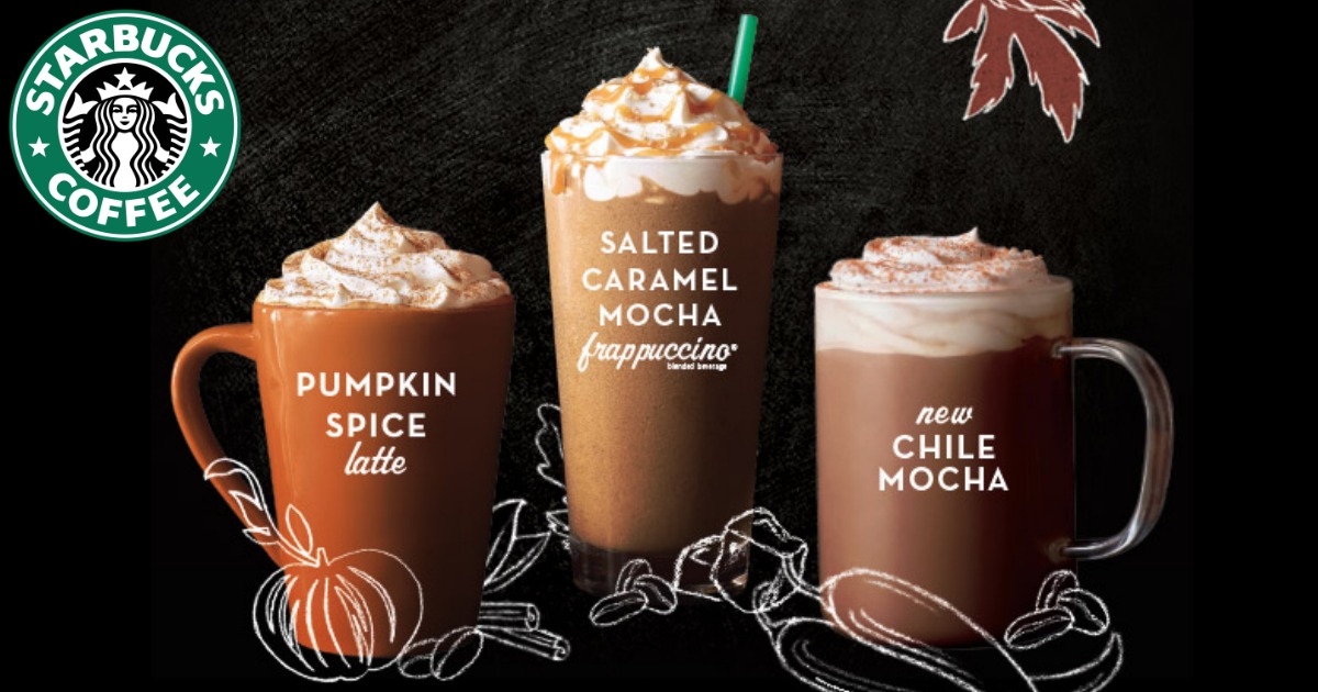 Starbucks: Grande Fall Beverages Only $3 (9/22-9/25, from 2-5pm)