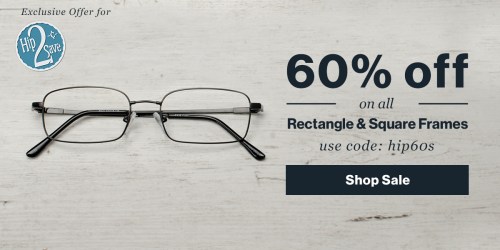 GlassesUSA: 60% Off ALL Rectangle & Square Frames + Free Shipping = $19.20 Prescription Glasses