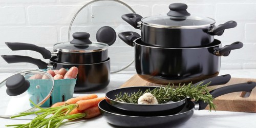 Highly Rated AmazonBasics 10-Piece Nonstick Cookware Set Only $21.72 (Dishwasher Safe!)