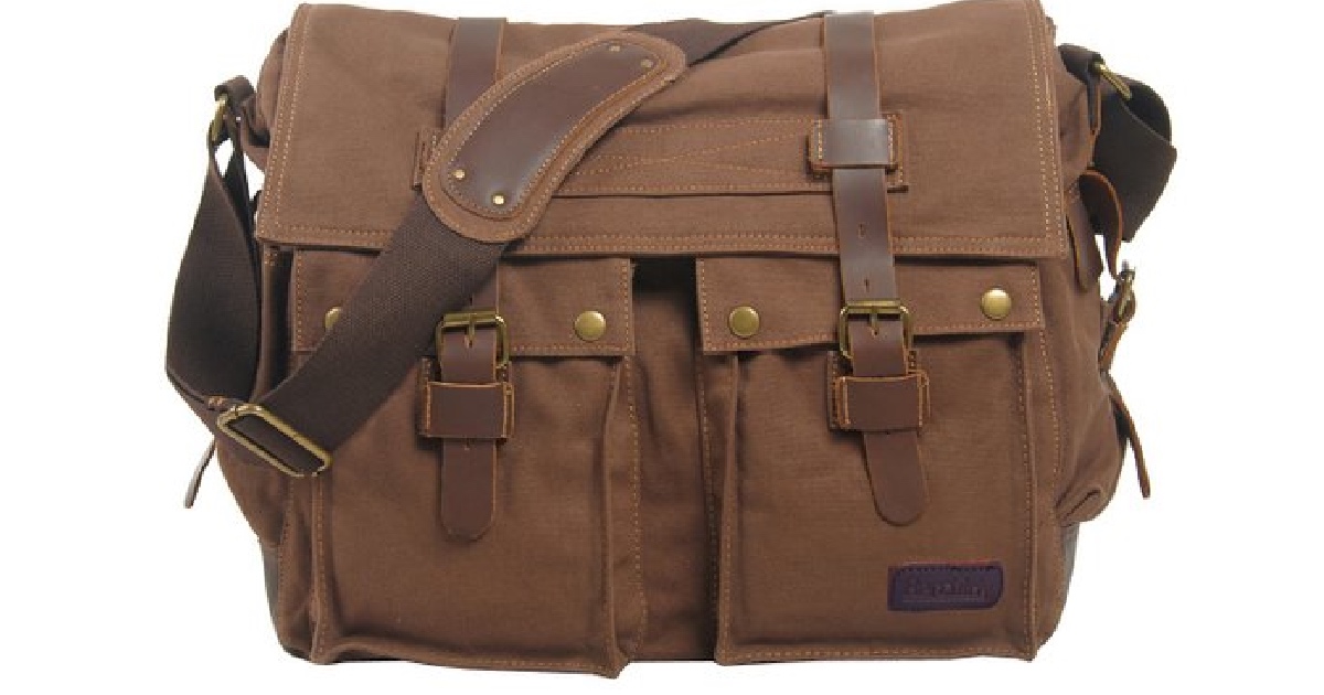 Amazon Berchirly Canvas Leather Messenger Bag Only 49.99