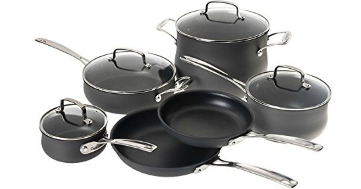 Amazon Cuisinart Hard Anodized 10Piece Cookware Set 109.99 Shipped