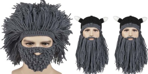 Knitted Beanie w/ Hair & Beard ONLY $5-7 Shipped (Regularly $21+)