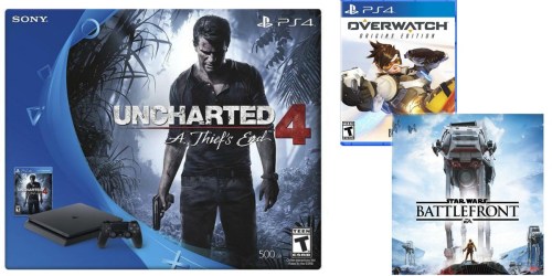 PlayStation 4 Slim Uncharted Bundle + Overwatch AND Star Wars Battlefront ONLY $309.99 Shipped
