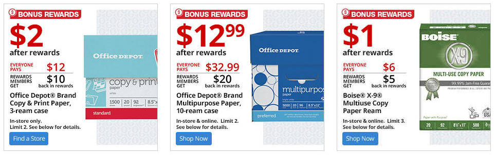 Office Depot/OfficeMax paper deals