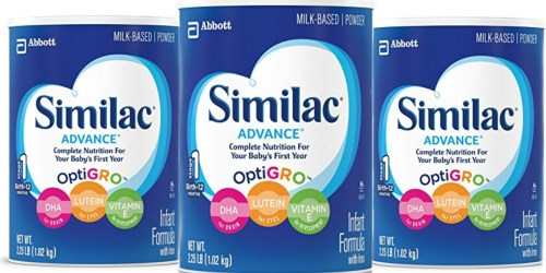 Amazon: THREE Similac Advance Infant Formula Canisters Only $67.11 Shipped ($22.37 Each)
