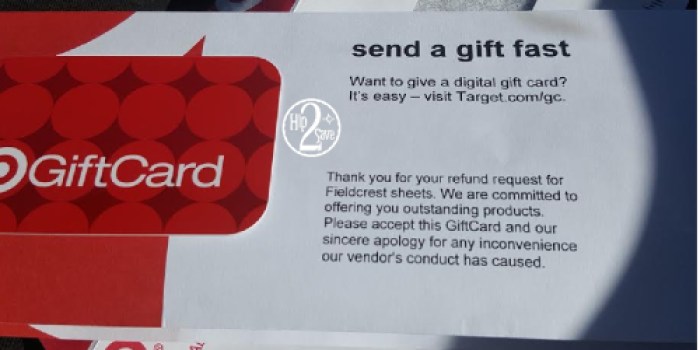 Did YOU Request Fieldcrest Sheet Refund from Target? If So, Check Your Mailbox!