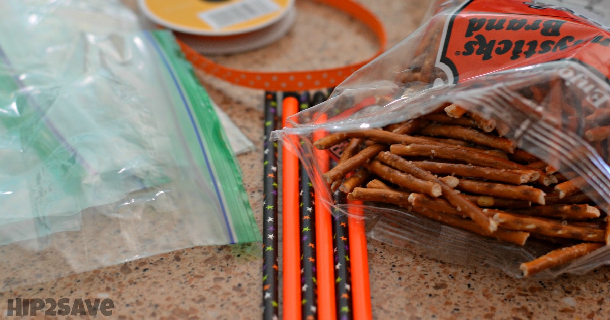 Create these CUTE Broomsticks from Pretzels (Easy Non-Candy Halloween Snack)