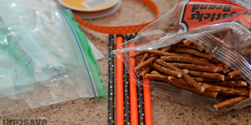 Create these CUTE Broomsticks from Pretzels (Easy Non-Candy Halloween Snack)