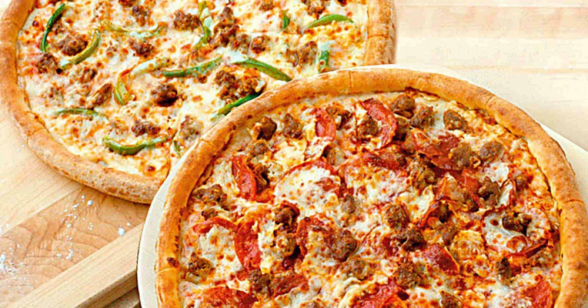 Papa John’s Two Medium 2 Topping Pizzas Only 6 99 Each