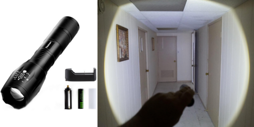 Amazon: Water Resistant LED Flashlight Only $10.99 (Includes Rechargeable Batteries)