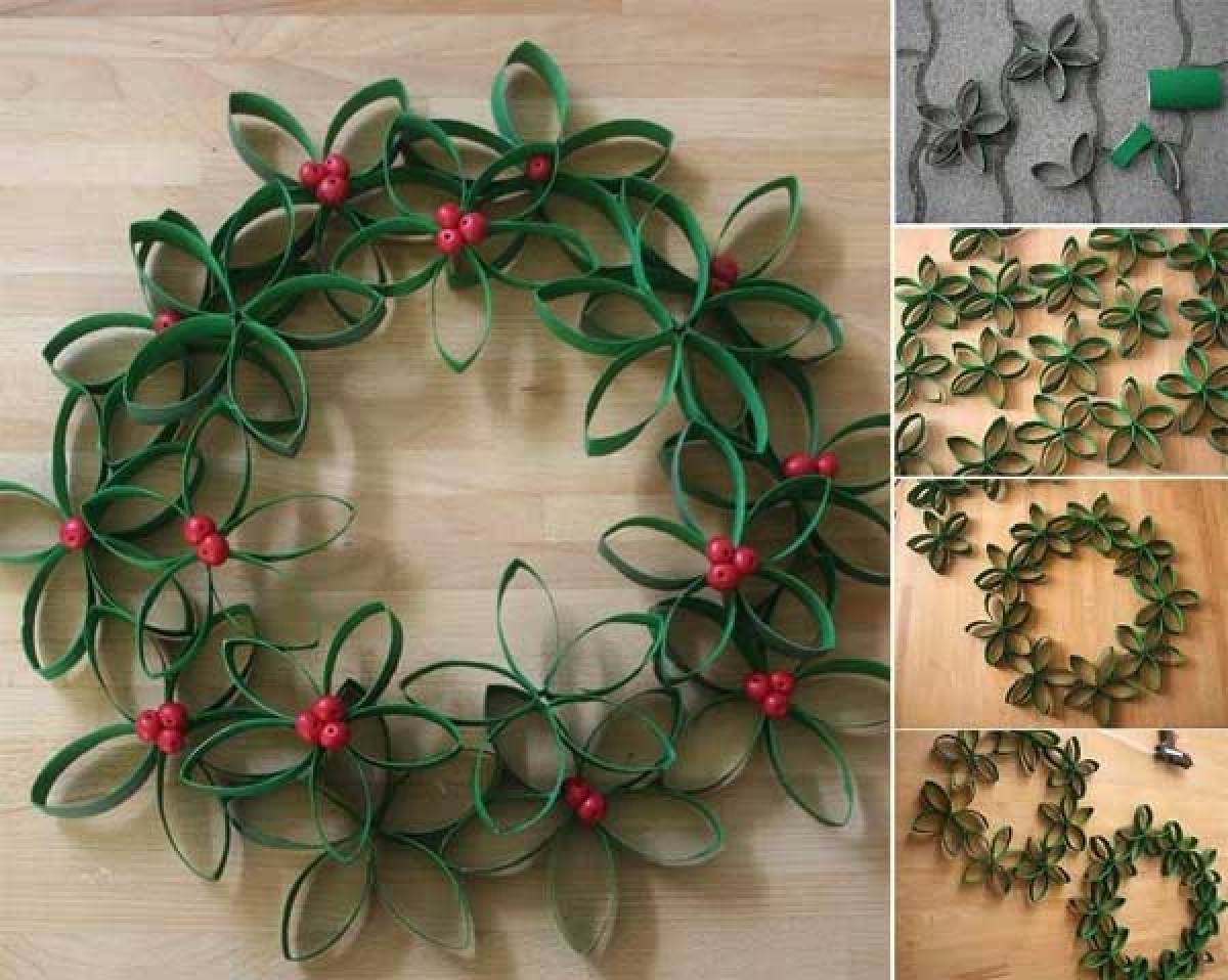 Toilet Paper Roll Christmas Wreath