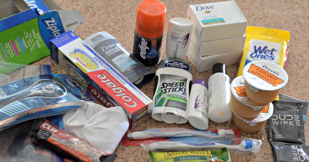 making blessing bags with toiletries