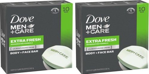 Amazon: 10 Count Pack of Dove Men+Care Body and Face Bars Only $6.37 Shipped